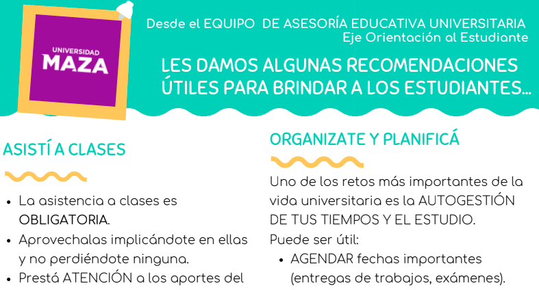 Recomendaciones para brindar a los estudiantes